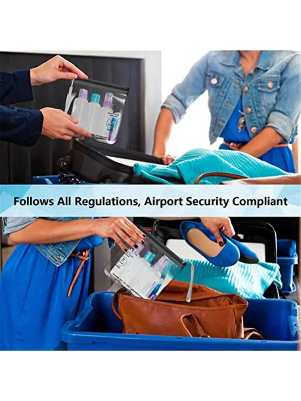 Clear Travel Toiletry Bag TSA Approved Airport Security Leakproof Cosmetic Bag